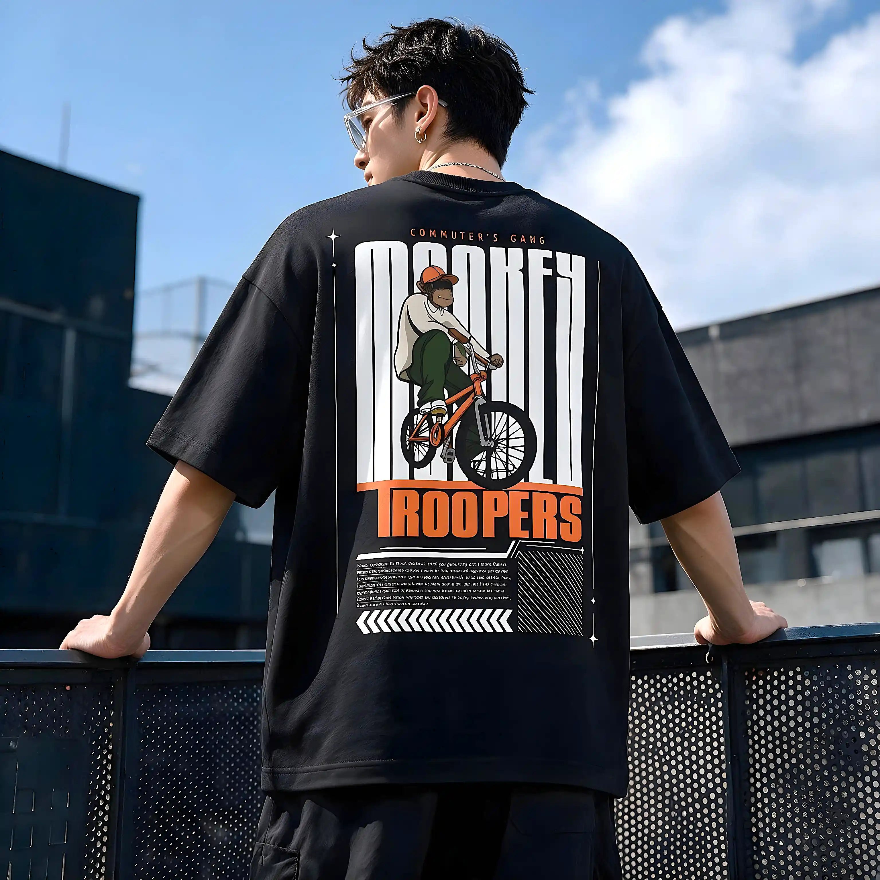 BMX Oversized T-Shirt – Bold Trooper Graphic Tee in Black