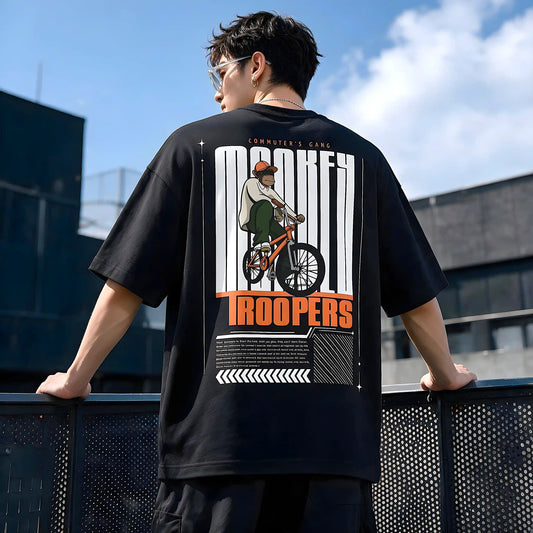 BMX Oversized T-Shirt – Bold Trooper Graphic Tee in Black