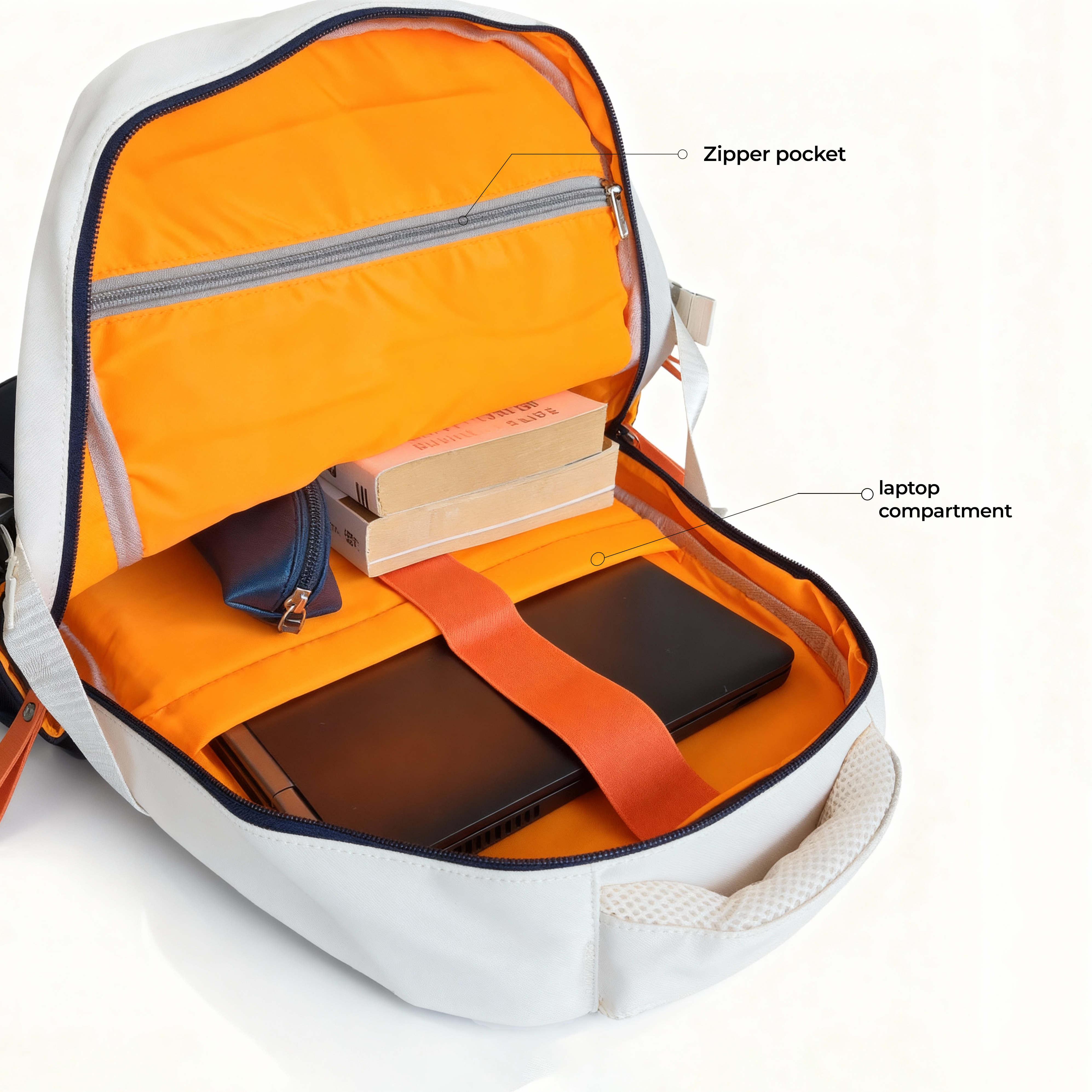 Bouje Laptop Backpack | White-Navy