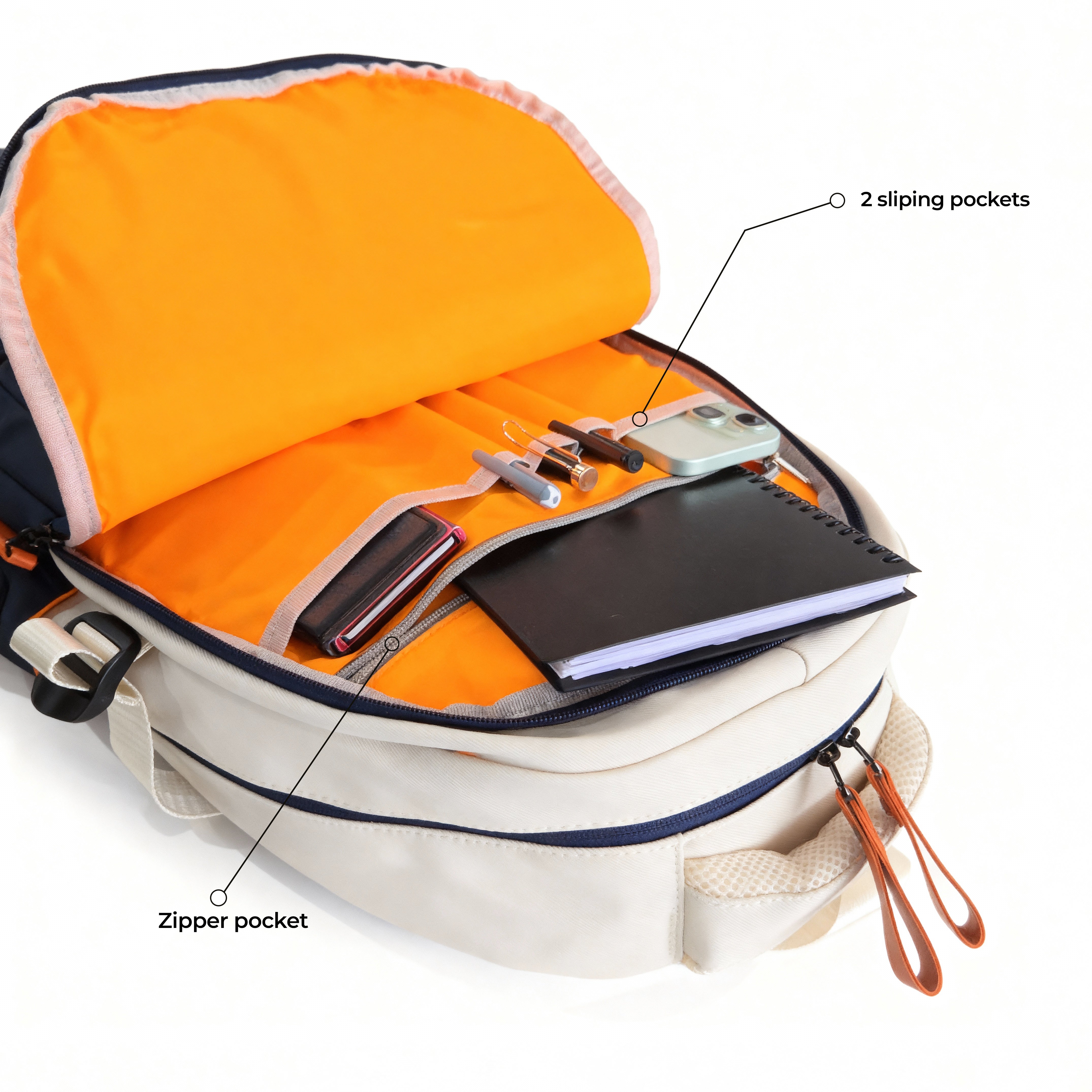 Bouje Laptop Backpack | White-Navy
