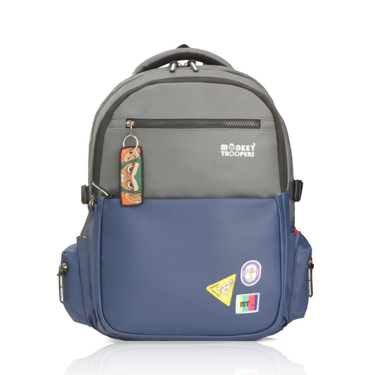 Glitch Laptop Backpack| Navy Blue-Grey Monkey Troopers